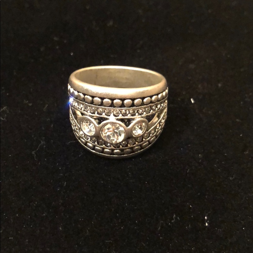 Silver rhinestone ring